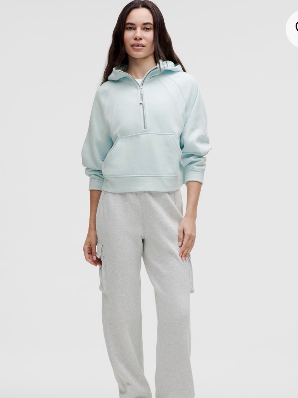NWT Lululemon Oversized Cropped Half‑Zip Hoodie in Sheer Blue xs/s